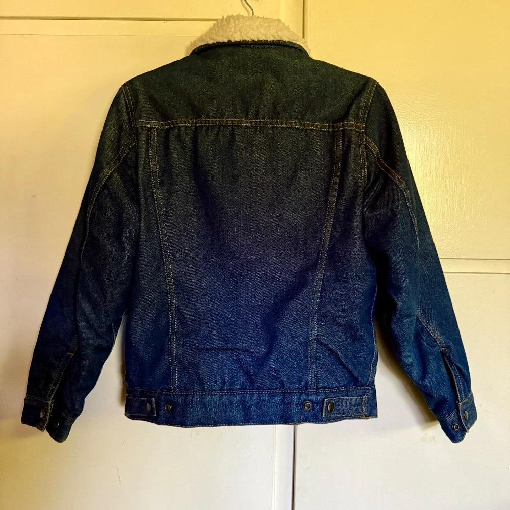 Vintage VanCort Sherpa‎ Lined Trucker Denim Jean Jacket Kids Size 18 XL